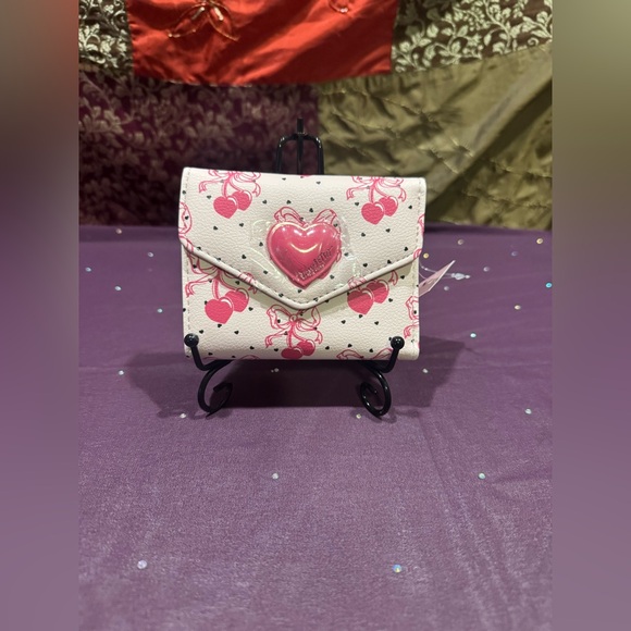 Betsey Johnson Handbags - Betsey Johnson Heart-Embellished Cream and Pink Women's Bag